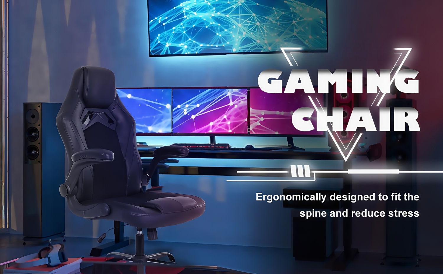 Game chair Ergonomic design, Adjustable armrests, Lumbar support, Headrest, Breathable fabric, Reclining function, 360 - degree swivel, Racing style, Durable material, Comfortable cushion2